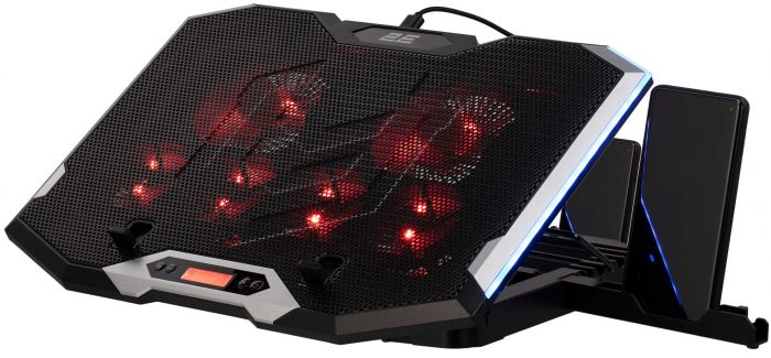 Підставка для ноутбука 2E GAMING CPG-004, до 15.6", 2xUSB-A, LCD/phone holder, RGB, чорний