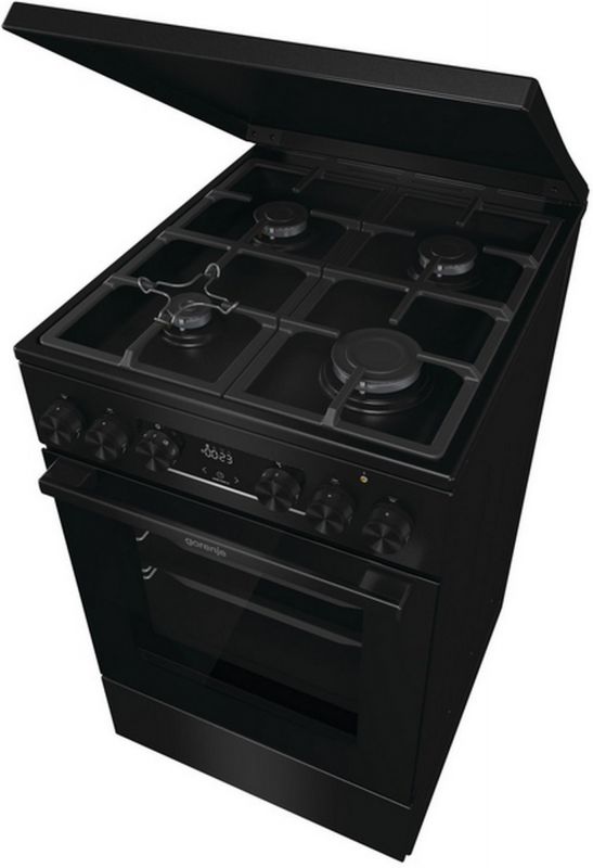 Плита Gorenje комбінована, 70л, 50x60см, дисплей, чавун, чорний