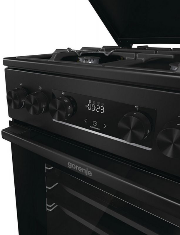 Плита Gorenje комбінована, 70л, 50x60см, дисплей, чавун, чорний