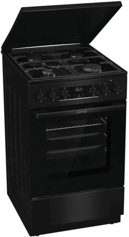 Плита Gorenje комбінована, 70л, 50x60см, дисплей, чавун, чорний