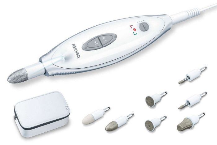 Манікюрний набір Beurer, від мережі, насадок-7, з підсвіткою, біло-сірий