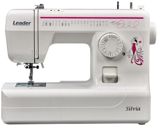 Швейна машина LEADER SILVIA, електромех., 70Вт, 17 шв.оп., петля напівавтомат, з приставним столиком, білий+рожевий