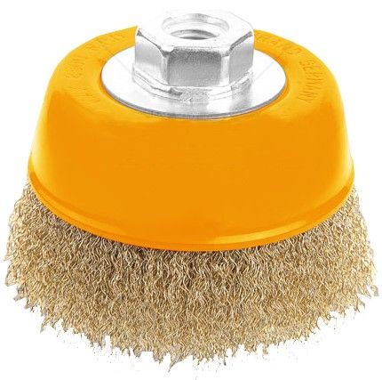 Щітка чашкова Tolsen Профі, торцева, рифлений дріт 0.3мм, 100мм, різьблення M14