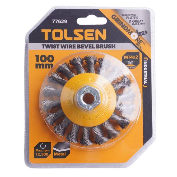 Щітка дискова Tolsen, рифлений дріт 0.5мм, 100мм, різьблення M14