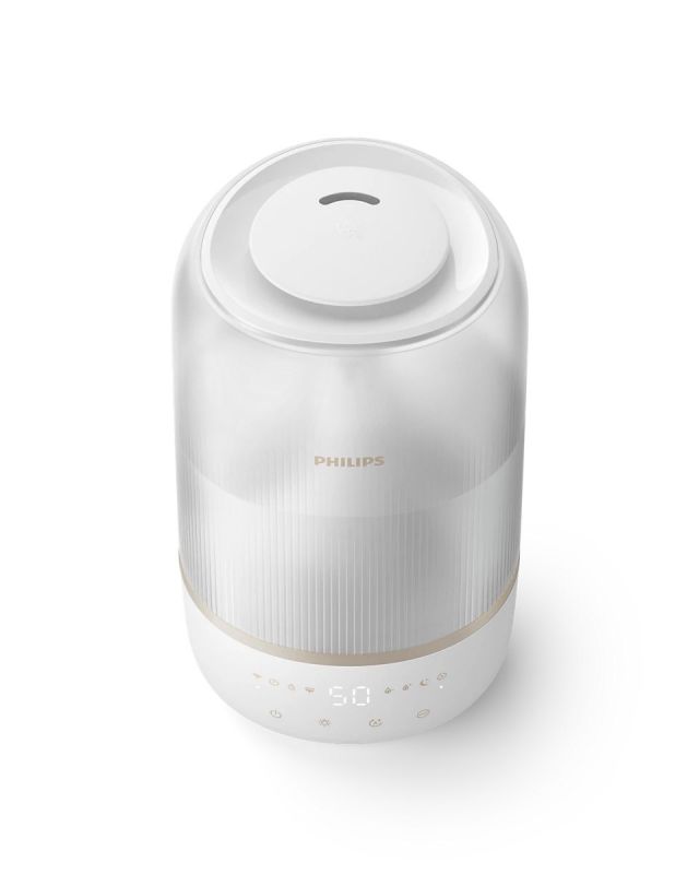 Зволожувач повітря Philips традиційне зволоження Series 1001, 41м2, 3л, 275мл/г, електр. кер-ння, режим сну, нічник, білий