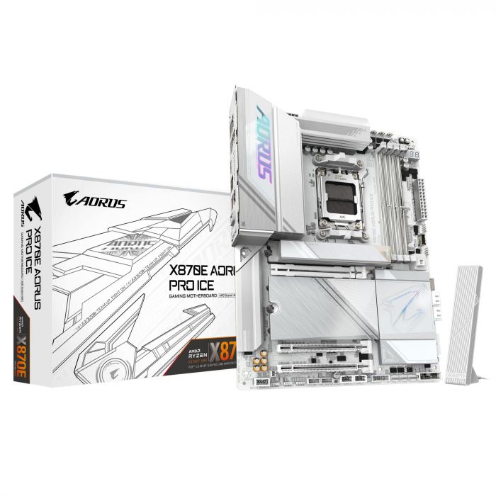 Материнська плата GIGABYTE X870E AORUS PRO ICE sAM5 X870 4xDDR5 M.2 HDMI Wi-Fi BT ATX