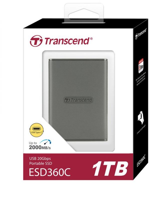 Портативний SSD Transcend 1TB USB 3.2 Gen 2x2 Type-C ESD360C Сірий