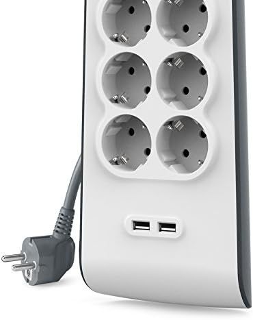 Подовжувач-фільтр мережевий Belkin 8хТип F, 3x1.5мм кв, 16А, 2xUSB-A 2.4A, з захистом від перенапруги, 2м, білий