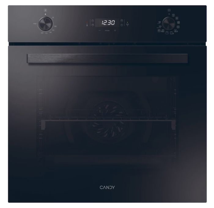 Духова шафа Candy електрична, 70л, A+, дисплей, конвекція, телескопічні напрямні, чорний