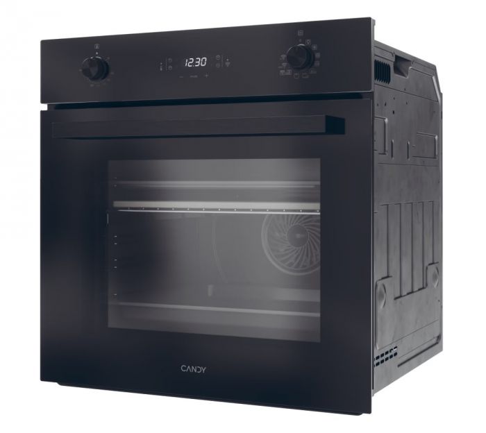 Духова шафа Candy електрична, 70л, A+, дисплей, конвекція, телескопічні напрямні, чорний