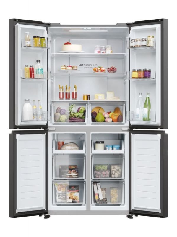 Холодильник Haier багатодверний, 181.5x83.3х65, холод.відд.-311л, мороз.відд.-156л, 4дв., А+, NF, інв., дисплей, чорний