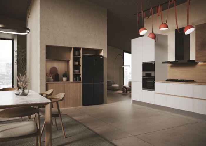 Холодильник Haier багатодверний, 181.5x83.3х65, холод.відд.-311л, мороз.відд.-156л, 4дв., А+, NF, інв., дисплей, чорний