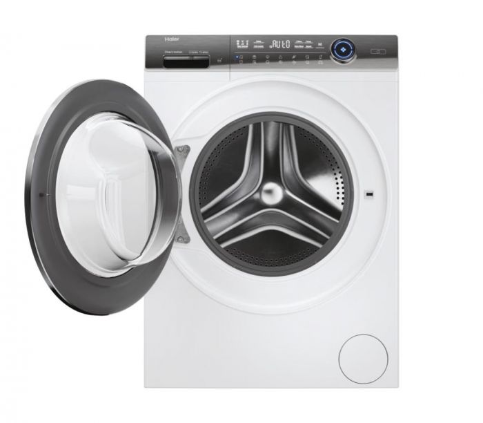 Пральна машина Haier фронтальна, 12кг, 1400, A+++, 60см, дисплей, пара, інвертор, люк чорний, прямий привід, білий