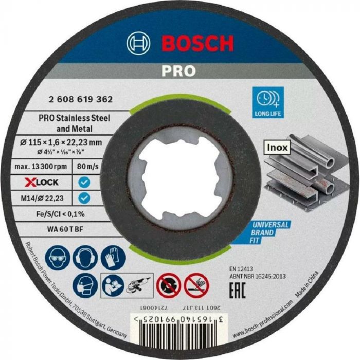 Диск відрізний Bosch PRO X-Lock по металу 115х1.6мм