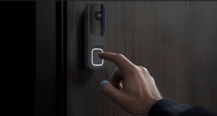 Відеодзвінок Ajax Doorbell, універсальне встановлення, 4 мп, 155° вертикальний 90° горизонтальний, іч 6м, дальнісь виявлення руху 4м, штучний інтелект, wi-fi, graphite