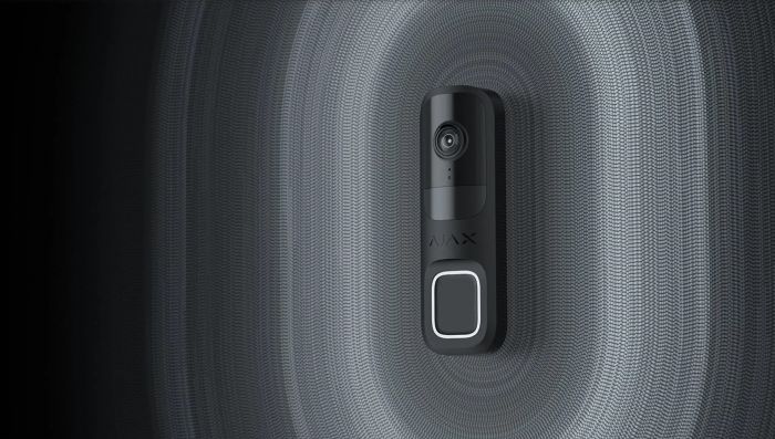 Відеодзвінок Ajax Doorbell, універсальне встановлення, 4 мп, 155° вертикальний 90° горизонтальний, іч 6м, дальнісь виявлення руху 4м, штучний інтелект, wi-fi, чорний