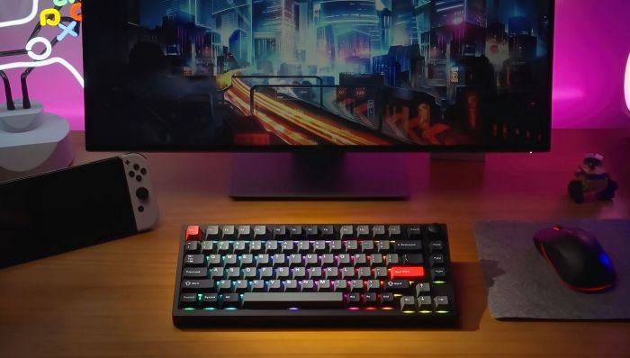 Клавіатура механічна Lemokey  P1 Pro 84Key, Keychron Super Banana, WL/BT/USB-A, QMK/VIA, Hot-Swap, EN/UKR, RGB,  Knob, Carbon Black
