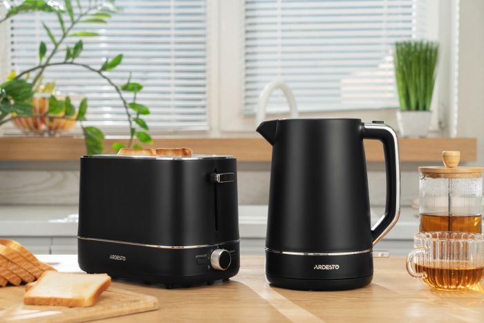 Тостер ARDESTO Timeless Elegance, 800Вт, пластик, 2 слоти, чорний