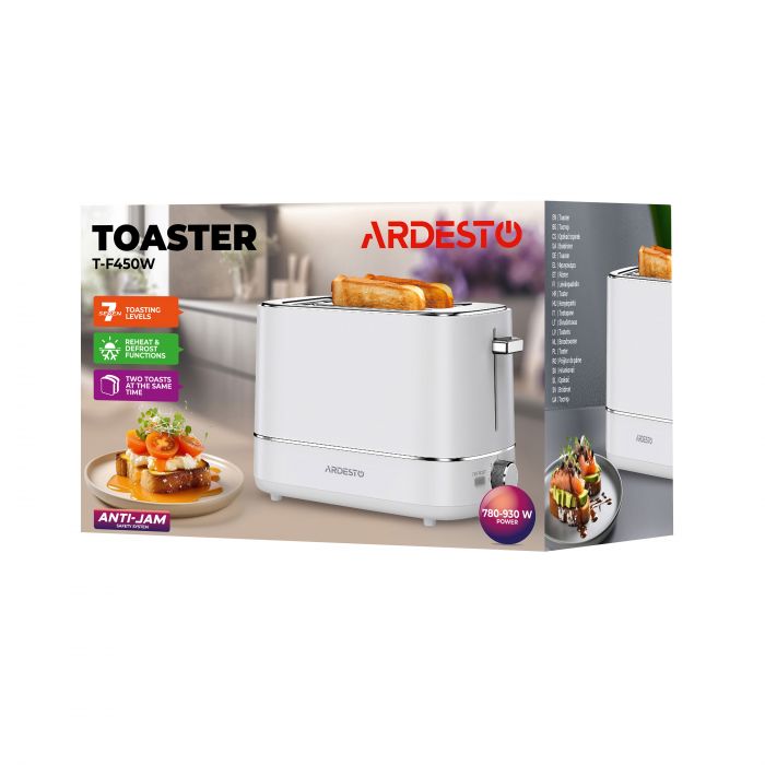 Тостер ARDESTO Timeless Elegance, 800Вт, пластик, 2 слоти, білий