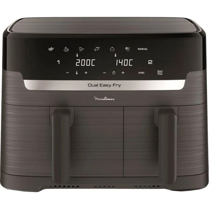 Мультипіч Moulinex Dual Easy Fry, 2700Вт, чаша-5.2+3.1л, сенсорне керув., 2 чаши, гриль, пластик, чорний