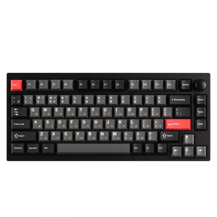 Клавіатура механічна Lemokey  P1 Pro 84Key, Keychron Super Banana, WL/BT/USB-A, QMK/VIA, Hot-Swap, EN/UKR, RGB,  Knob, Carbon Black