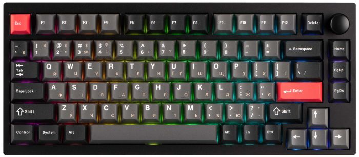 Клавіатура механічна Lemokey  P1 Pro 84Key, Keychron Super Banana, WL/BT/USB-A, QMK/VIA, Hot-Swap, EN/UKR, RGB,  Knob, Carbon Black