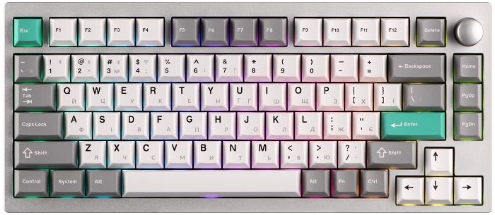 Клавіатура механічна Lemokey  P1 Pro 84Key, Keychron Super Banana, WL/BT/USB-A, QMK/VIA, Hot-Swap, EN/UKR, RGB,  Knob, Space Silver