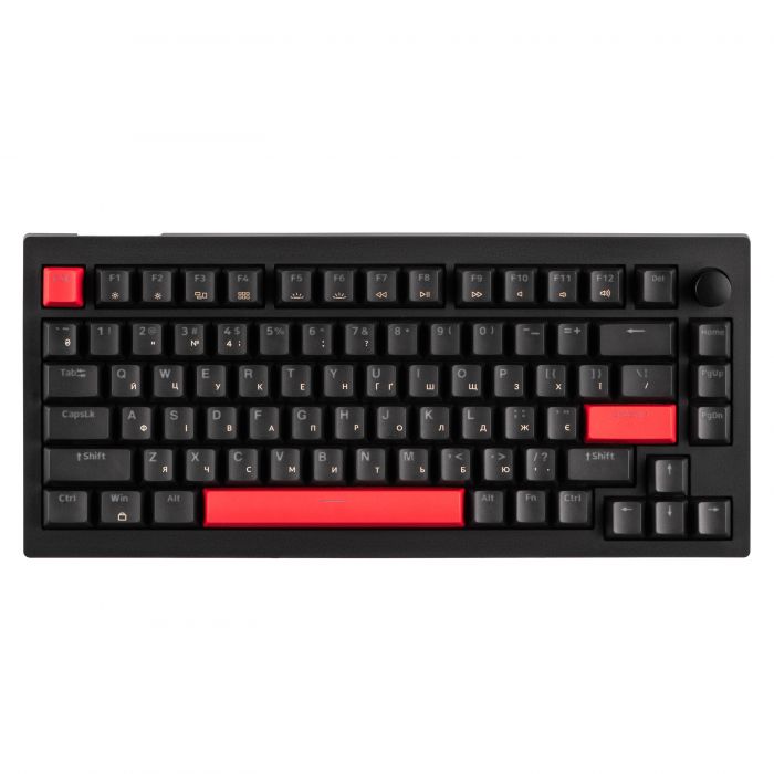 Клавіатура механічна Lemokey  X4 84Key, Keychron Brown, USB-A, QMK/VIA, EN/UKR, Red led, чорний