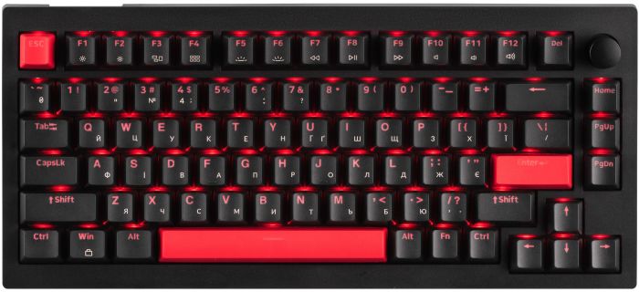 Клавіатура механічна Lemokey  X4 84Key, Keychron Brown, USB-A, QMK/VIA, EN/UKR, Red led, чорний