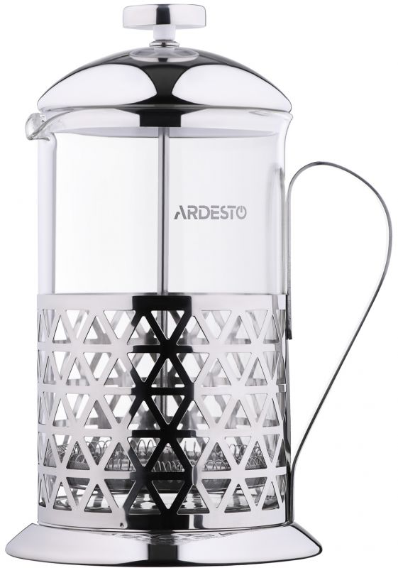 Френч-прес ARDESTO Gemini Fasano, 600мл, боросилікатне скло, нержавіюча сталь, прозорий