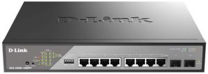 Комутатор D-Link DSS-200G-10MPP 8xGE PoE, 2xSFP, 242Вт, Некерований