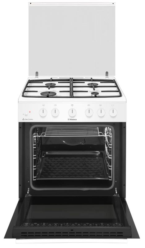 Плита Hansa газова, 71л, 60x60см, конвекція, чавун, білий