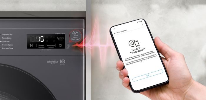 Пральна машина LG фронтальна, 7кг, 1200, A+++, 44см, дисплей, пара, інвертор, чорний