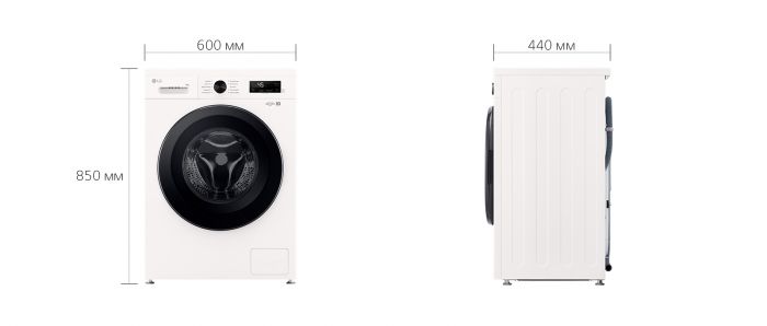 Пральна машина LG фронтальна, 6кг, 1200, A+++, 44см, дисплей, пара, інвертор, білий