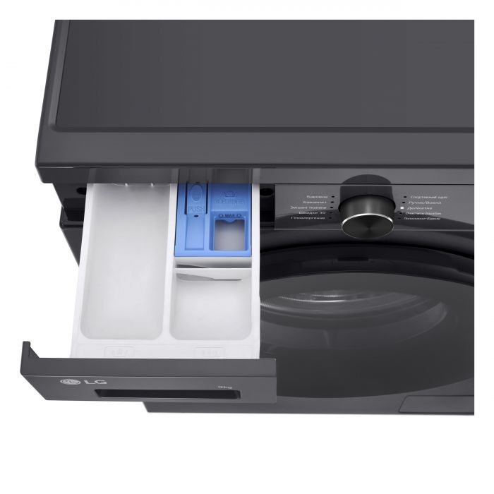 Пральна машина LG фронтальна, 9кг, 1200, A+++, 55см, дисплей, пара, інвертор, чорний