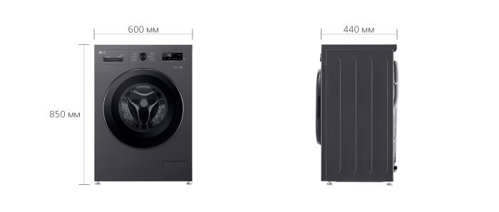 Пральна машина LG фронтальна, 6.5кг, 1200, A+++, 44см, дисплей, пара, інвертор, чорний