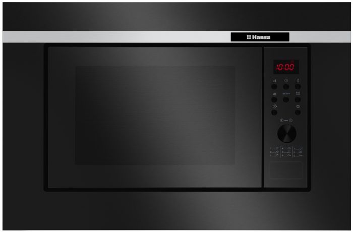 Мікрохвильова піч Hansa вбудовувана, 20л, електр.управл., 700Вт, гриль, дисплей, відкр.кнопкою, чорний