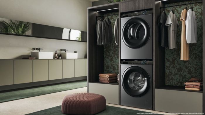 Сушильна машина Haier тепловий насос, 9кг, A+++, 59,5см, дисплей, пара, cріблястий