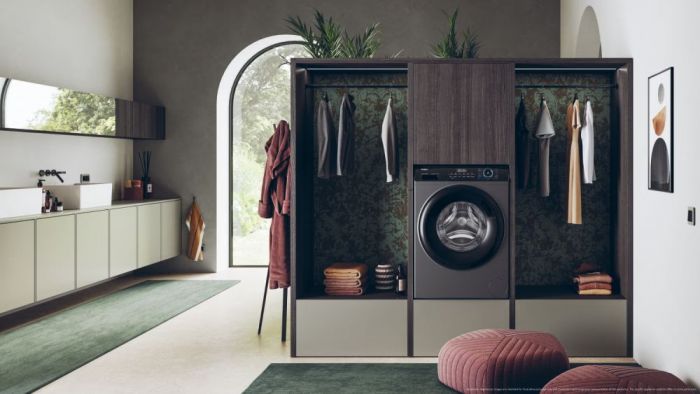 Пральна машина Haier фронтальна, 9кг, 1400, A+++, 60см, дисплей, пара, інвертор, люк чорний, прямий привід, cріблястий