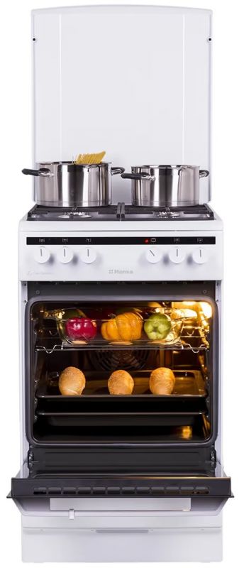 Плита Hansa комбінована, 62л, 50x60см, конвекція, чавун, білий