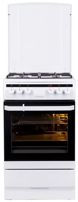 Плита Hansa комбінована, 62л, 50x60см, конвекція, чавун, білий