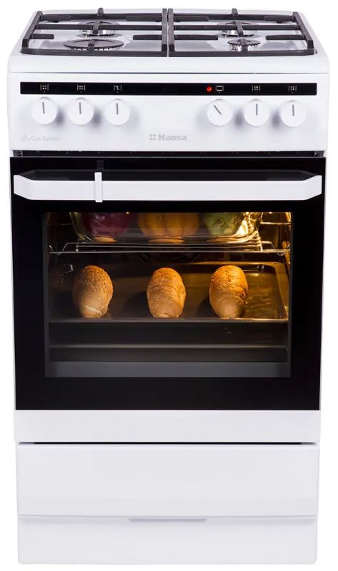 Плита Hansa комбінована, 62л, 50x60см, конвекція, чавун, білий