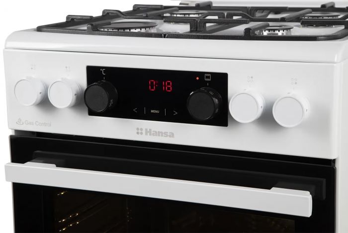 Плита Hansa комбінована, 65л, 50x60см, дисплей, конвекція, чавун, білий