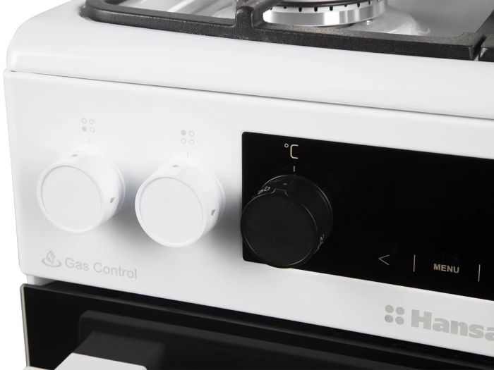 Плита Hansa комбінована, 65л, 50x60см, дисплей, конвекція, чавун, білий