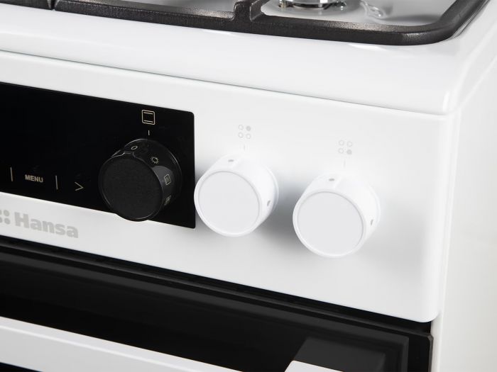 Плита Hansa комбінована, 65л, 50x60см, дисплей, конвекція, чавун, білий