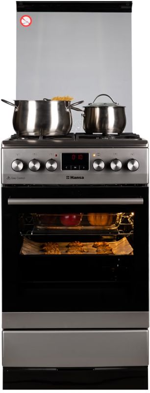 Плита Hansa комбінована, 65л, 50x60см, дисплей, конвекція, чавун, нерж