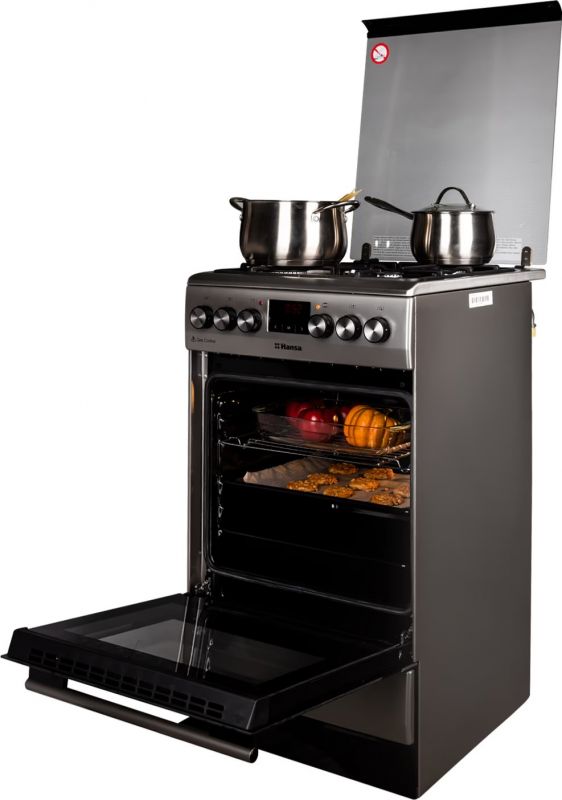 Плита Hansa комбінована, 65л, 50x60см, дисплей, конвекція, чавун, нерж
