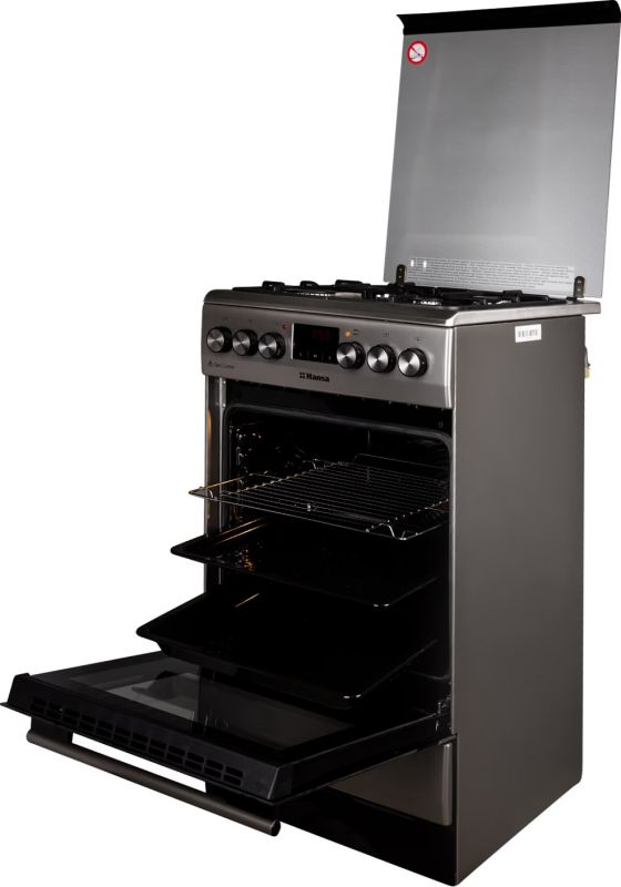 Плита Hansa комбінована, 65л, 50x60см, дисплей, конвекція, чавун, нерж