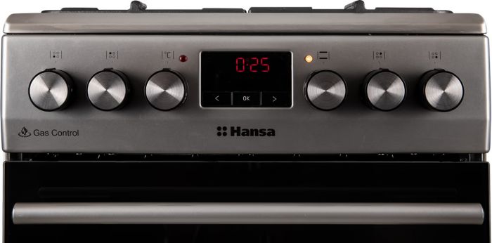 Плита Hansa комбінована, 65л, 50x60см, дисплей, конвекція, чавун, нерж