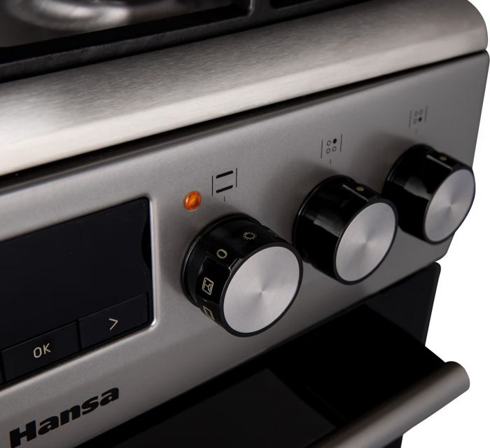Плита Hansa комбінована, 65л, 50x60см, дисплей, конвекція, чавун, нерж